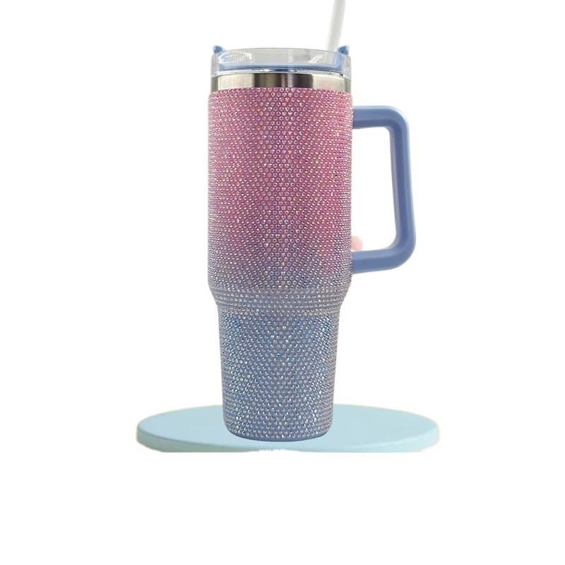 كوب قهوة بغطاء بشفاط ومناسب لحامل الأكواب من ستانلس ستيل وجدار مزدوج، 1200 ml مع غطاء بقشة من الستانلس ستيل - Image 1