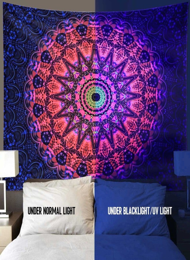 ADDWel Blacklight Mandala Boho Tapestry Glow In The Dark, Black Light Bohemian Hippie Poster Wall Hanging for Bedroom Aesthetic Wall and Room Decor (50" x 60", Mandala) - Image 3