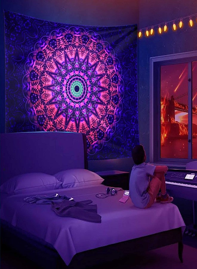 ADDWel Blacklight Mandala Boho Tapestry Glow In The Dark, Black Light Bohemian Hippie Poster Wall Hanging for Bedroom Aesthetic Wall and Room Decor (50" x 60", Mandala) - Image 4