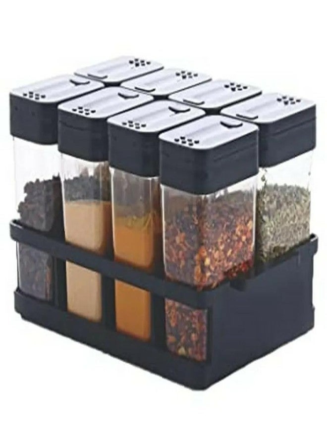 TECHNOWAYS SOLUTION Unbreakable Plastic Airtight Lid Square Kitchen 8 Pcs Spice Jar Masala Box Spice Container With Tray, Food-Grade Plastic, Multipurpose, Idle for Easy Flow (125 Ml/Multicolor) - Image 1