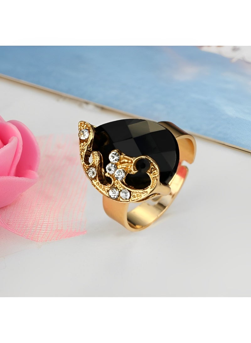 ريوكل طقم مكون من 3 قطع من القلائد الأنيقة للنساء على شكل طاووس وقلادة من حجر الراين على شكل قطرة ماء وأقراط من الكريستال على شكل طاووس وخاتم على شكل طاووس - Image 3