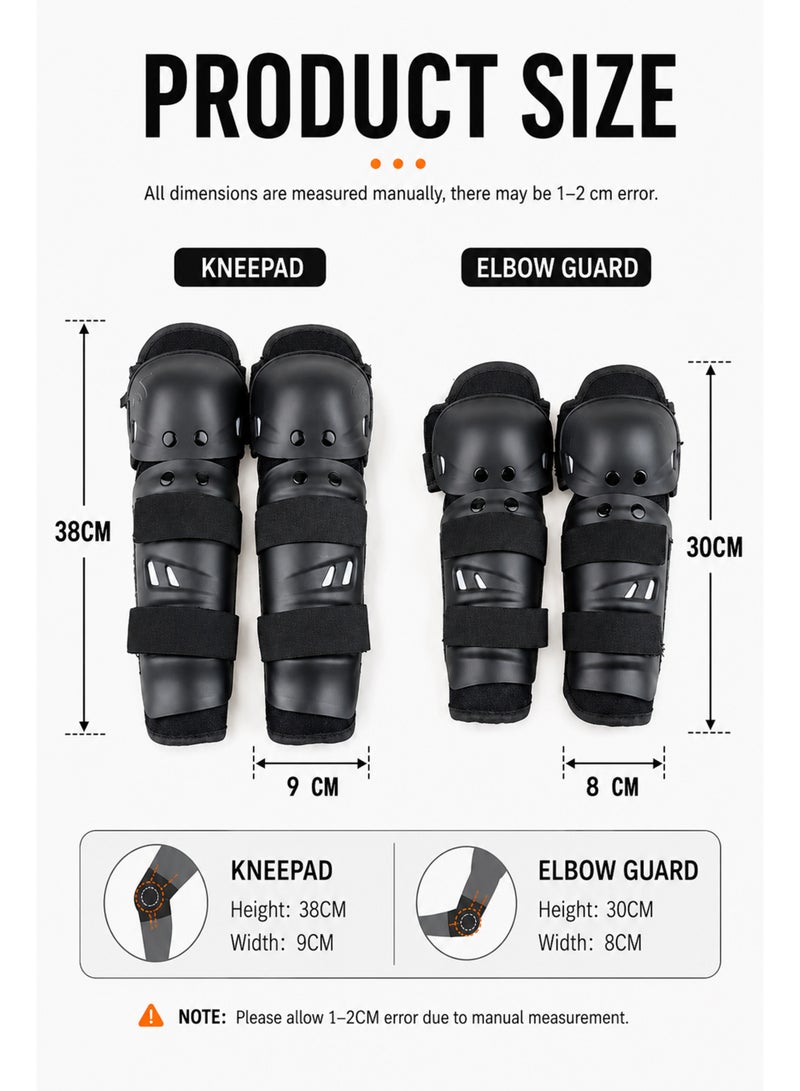 DBLEW 4 Pieces Knee Pads and Elbow Pads, Black Hard Shell Shin-Guards, Adjustable Strap Riding Protection for Outdoor Sports, Roller Skating, Skateboarding, Cycling, Skating, Scootering and Motorbike Riding, Durable Sports Safety Pads for Adults and Kids - Image 3