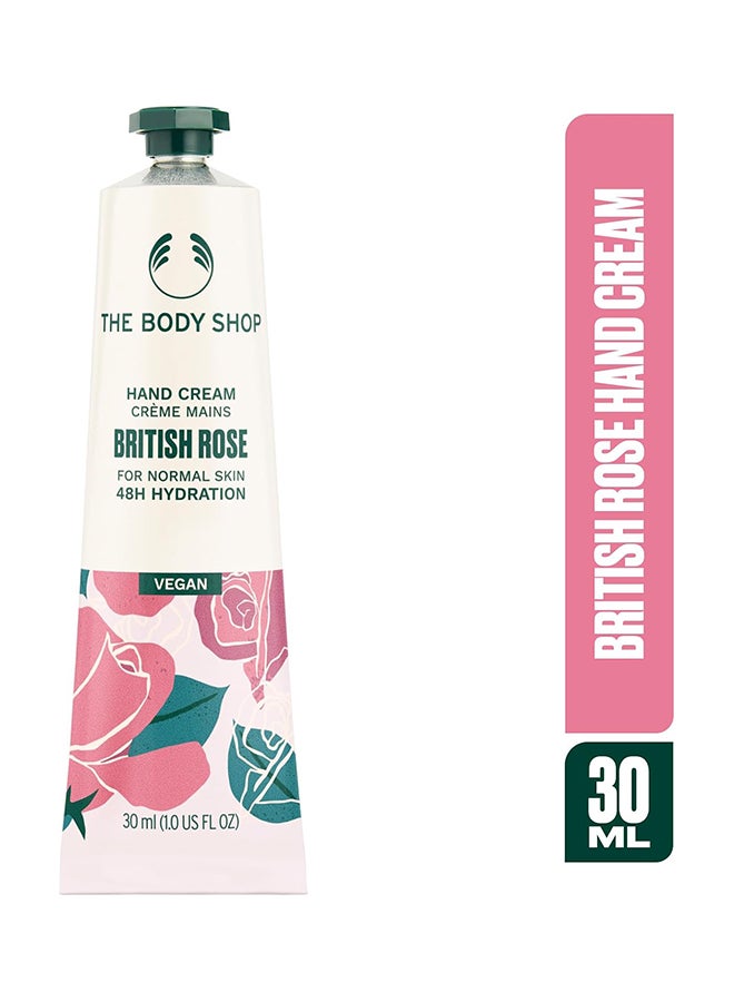 THE BODY SHOP British Rose Hand Cream – Nourishing & Hydrating Hand Moisturiser with Rose Extract & Shea Butter, 48hr Moisture, Non-Greasy & Fast-Absorbing, Floral Scent, Vegan, 30ml - Image 2