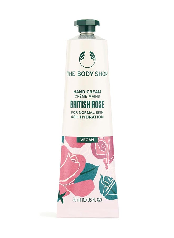 THE BODY SHOP British Rose Hand Cream – Nourishing & Hydrating Hand Moisturiser with Rose Extract & Shea Butter, 48hr Moisture, Non-Greasy & Fast-Absorbing, Floral Scent, Vegan, 30ml - Image 1