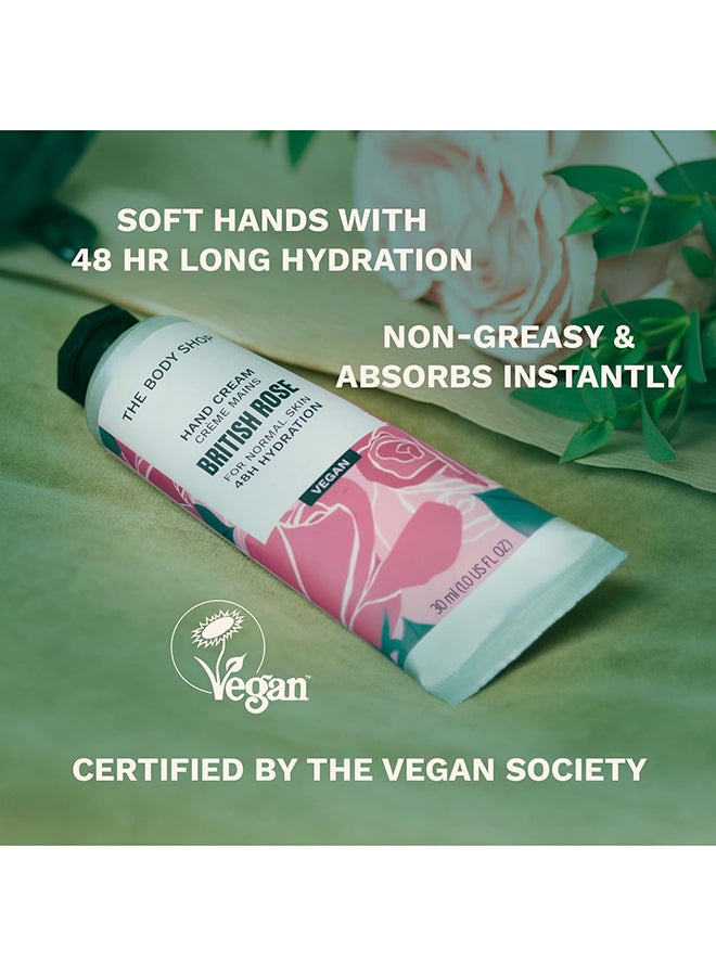 THE BODY SHOP British Rose Hand Cream – Nourishing & Hydrating Hand Moisturiser with Rose Extract & Shea Butter, 48hr Moisture, Non-Greasy & Fast-Absorbing, Floral Scent, Vegan, 30ml - Image 3