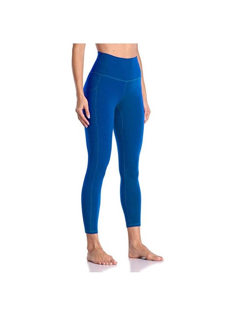 High Waist Tummy Control Peach Print Leggings Blue