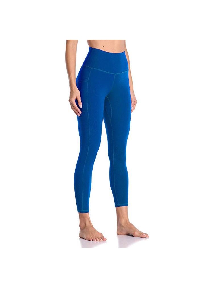 Generic High Waist Tummy Control Peach Print Leggings Blue  - Image 1