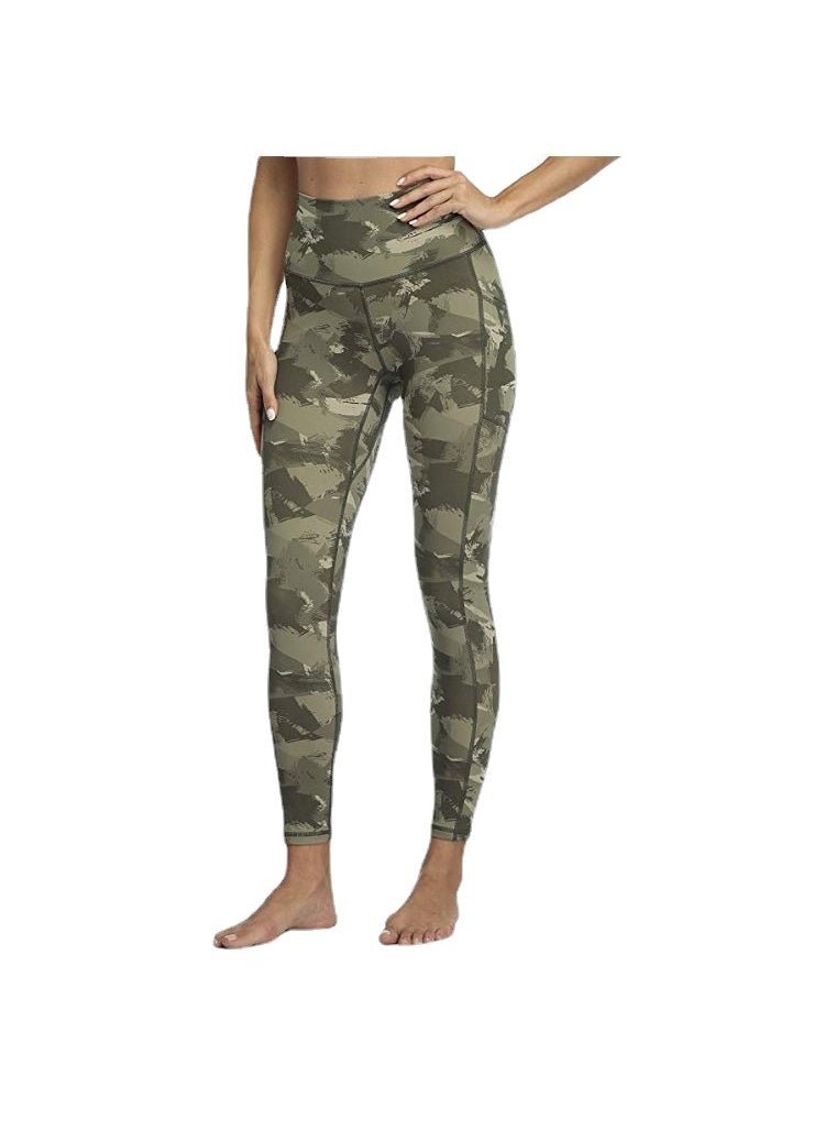 Generic High Waist Tummy Control Peach Print Leggings Blue  - Image 4
