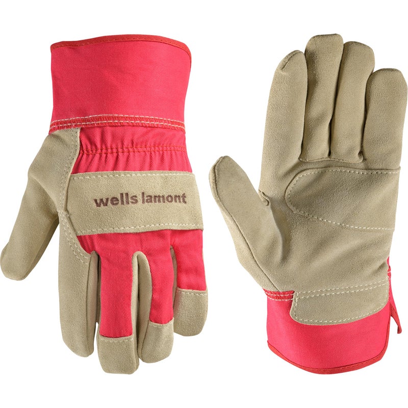 Wells Lamont Women'S Heavy Duty Leather Palm Work Gloves With Safety Cuff  Pink  Small (4113S-800) - Image 1