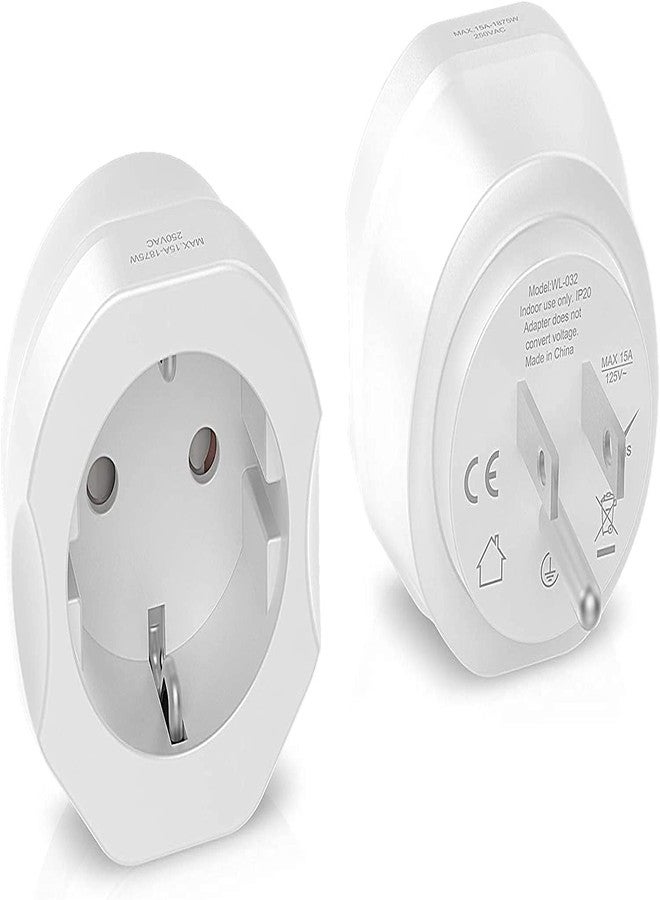 VINTAR American USA Canada Travel Adapter, European French FR 2 Pin to US 3 Pin Travel Adapter for USA Mexico Thailand Dominican CE-Type B, White - Image 1