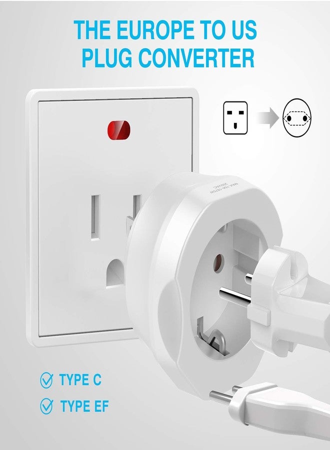 VINTAR American USA Canada Travel Adapter, European French FR 2 Pin to US 3 Pin Travel Adapter for USA Mexico Thailand Dominican CE-Type B, White - Image 2