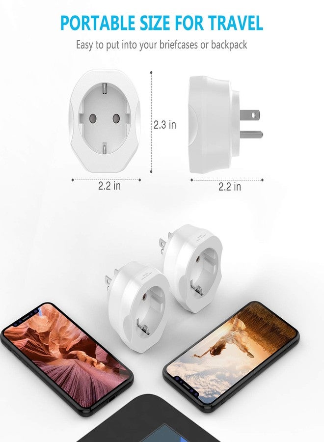 VINTAR American USA Canada Travel Adapter, European French FR 2 Pin to US 3 Pin Travel Adapter for USA Mexico Thailand Dominican CE-Type B, White - Image 3