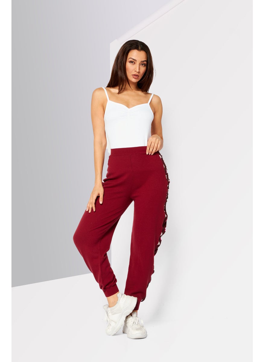 STELLA MCCARTNEY - Women Regular Fit Textured Pull On Sweatpants, Maroon - Image 1