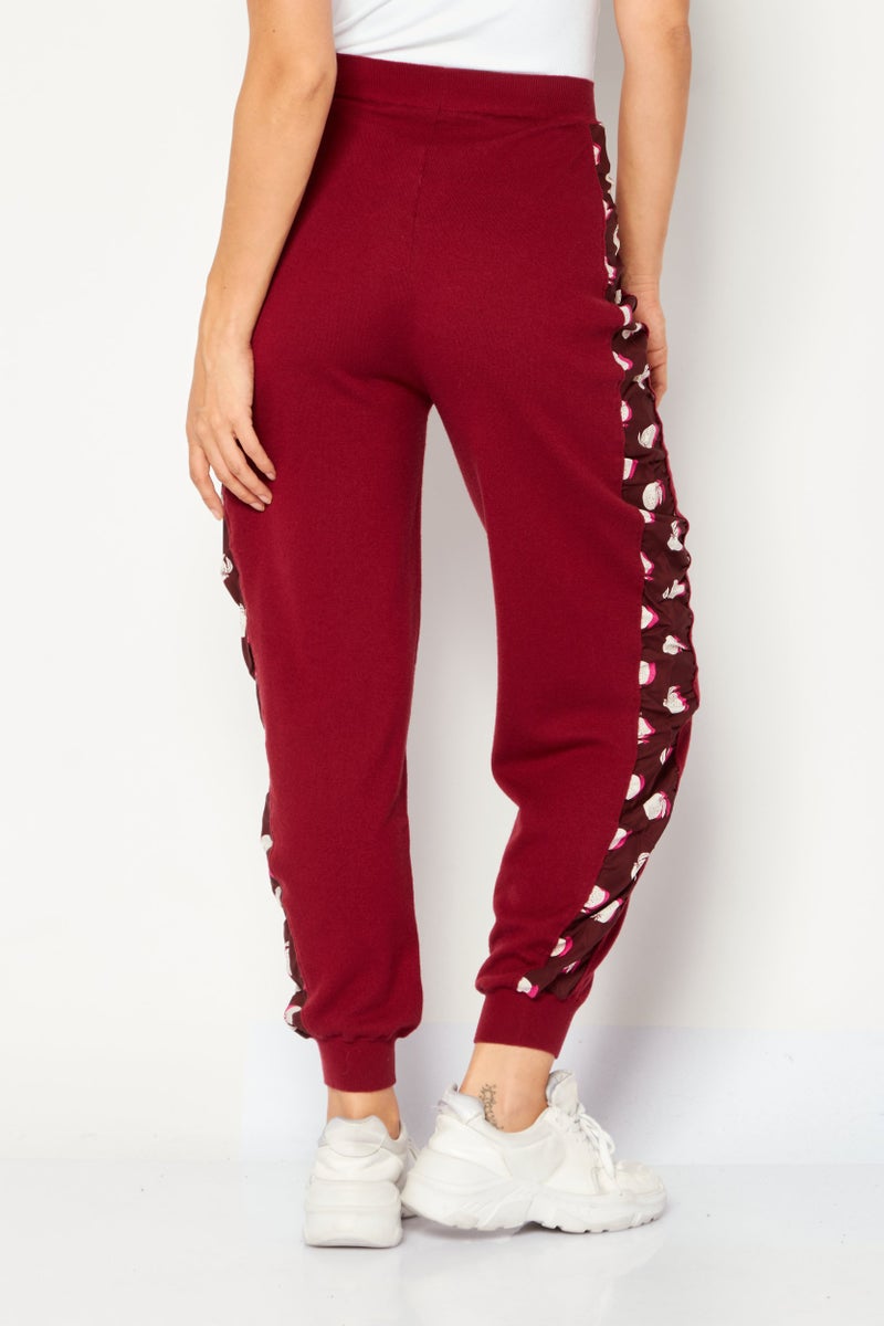 STELLA MCCARTNEY Women Regular Fit Textured Pull On Sweatpants, Maroon  - Image 4