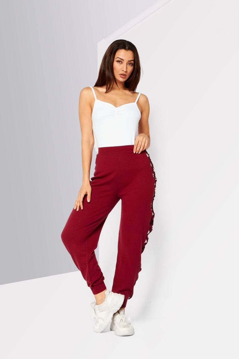 STELLA MCCARTNEY Women Regular Fit Textured Pull On Sweatpants, Maroon  - Image 2
