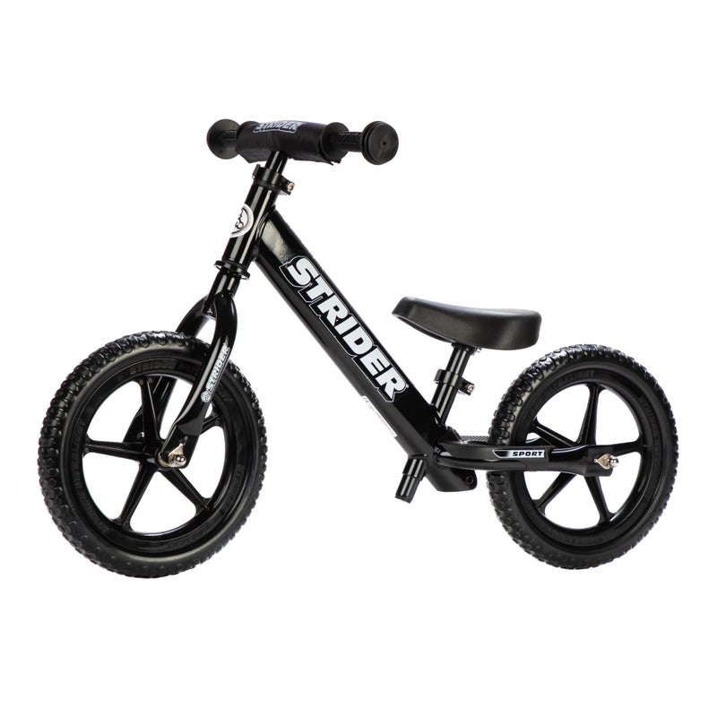 Strider 12 Sport Bike Black No Pedal Balance Bicycle for Kids 1 to 4 Years Includes Safety Pad Padded Seat Mini Grips FlatFree Tires ToolFree Assembly Adjustments - Image 2