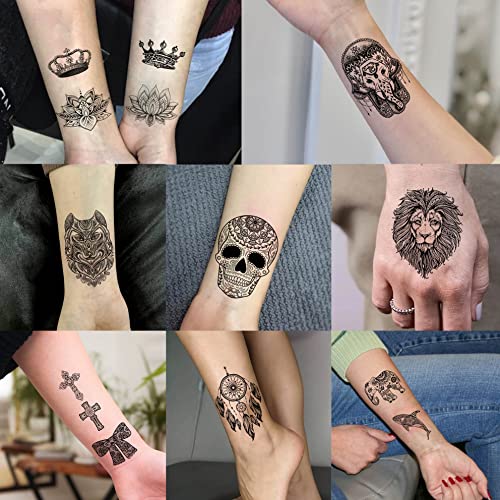 Bilizar 32 Sheets 89+ PCS Black Lotus Temporary Tattoos For Women Hands Adults Underboob, Tribal Indian Elephant Skull Snake Fake Tattoos, Bulk Bohemia Butterfly Tattoo Kit Sets Mandala Flower Moon - Image 5