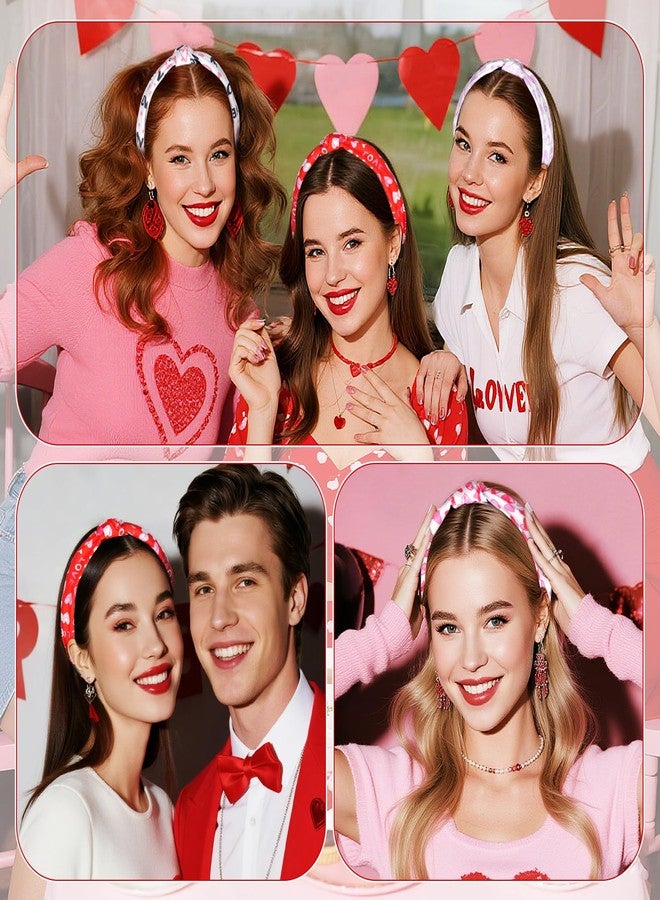 Ishua 4pcs Valentine's Day Headbands for Women - Cute Adjustable Valentines Headband Knot Hair Accessories, Comfortable Hair Hoops for Party & Daily Styling - Image 4