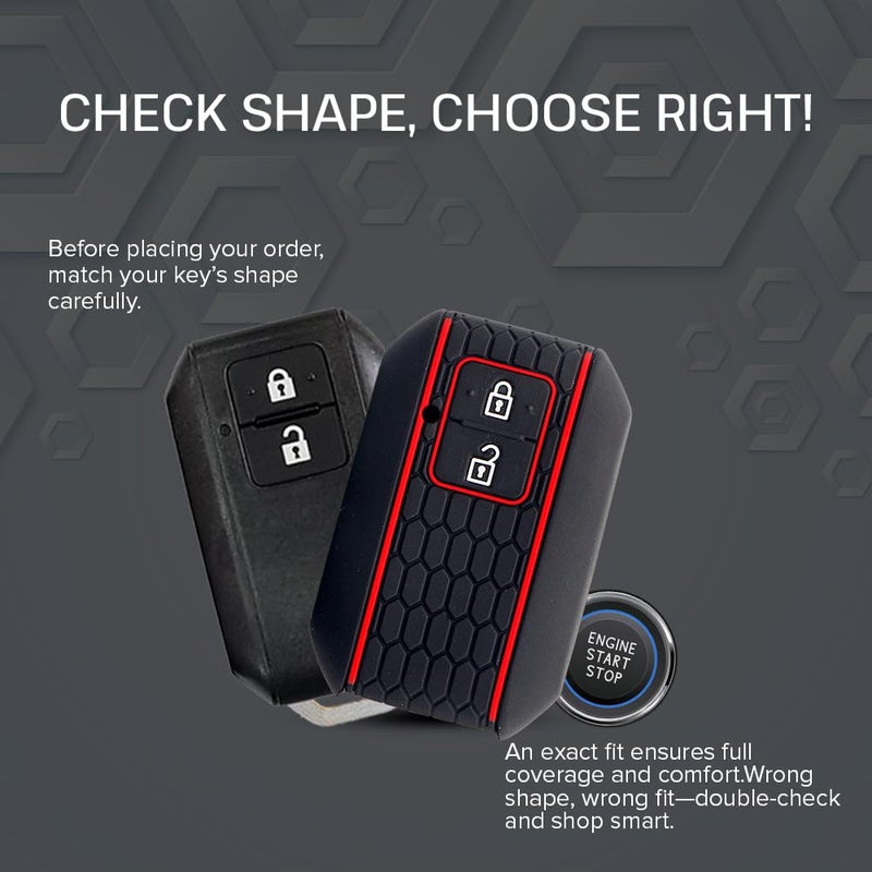 keyzone Keycare Silicone Key Cover Compatible for Suzuki Victoris, e Vitara, Fronx, jimny, Grand Vitara, Ertiga, Brezza, XL6, Swift, Dzire,Ignis 2 Button Smart Key (Black) - Image 2