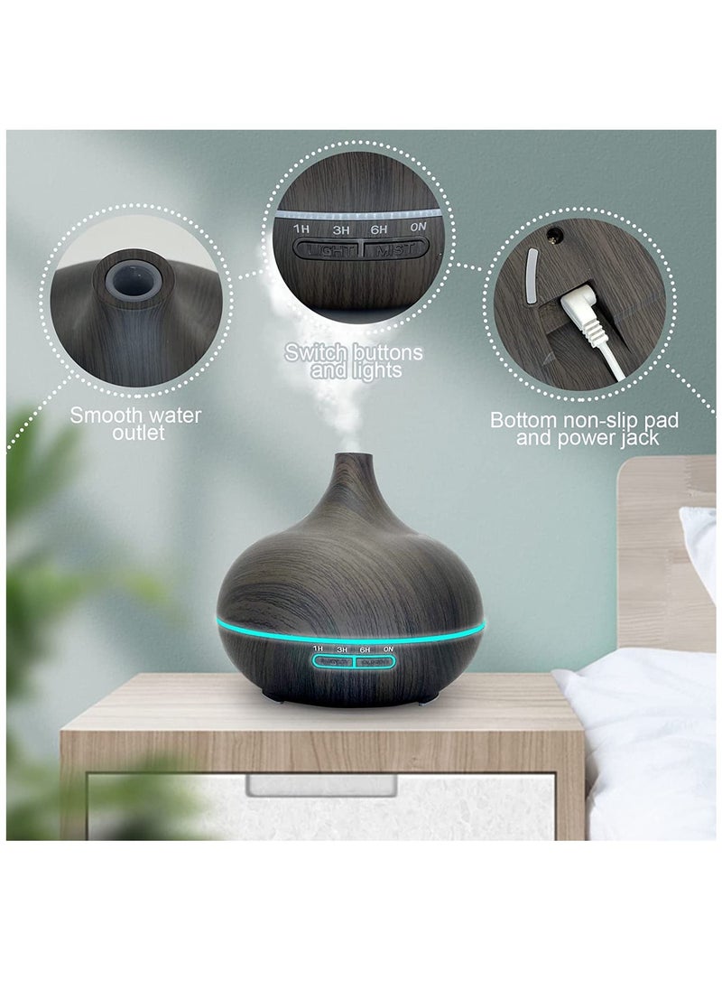 Essential Oil Diffuser 550ml Oil Diffuser with 4 Timer Aromatherapy Diffuser with Auto Shut off Function Cool Mist Humidifier BPA Free for Bedroom Home