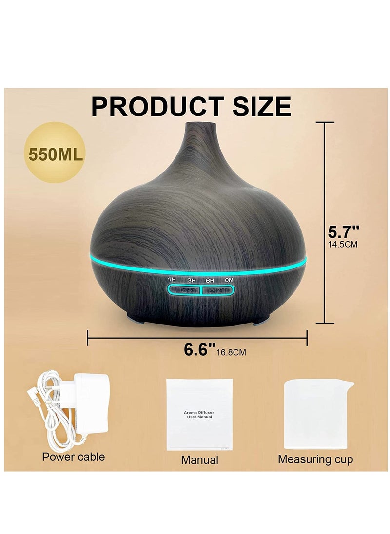 Essential Oil Diffuser 550ml Oil Diffuser with 4 Timer Aromatherapy Diffuser with Auto Shut off Function Cool Mist Humidifier BPA Free for Bedroom Home