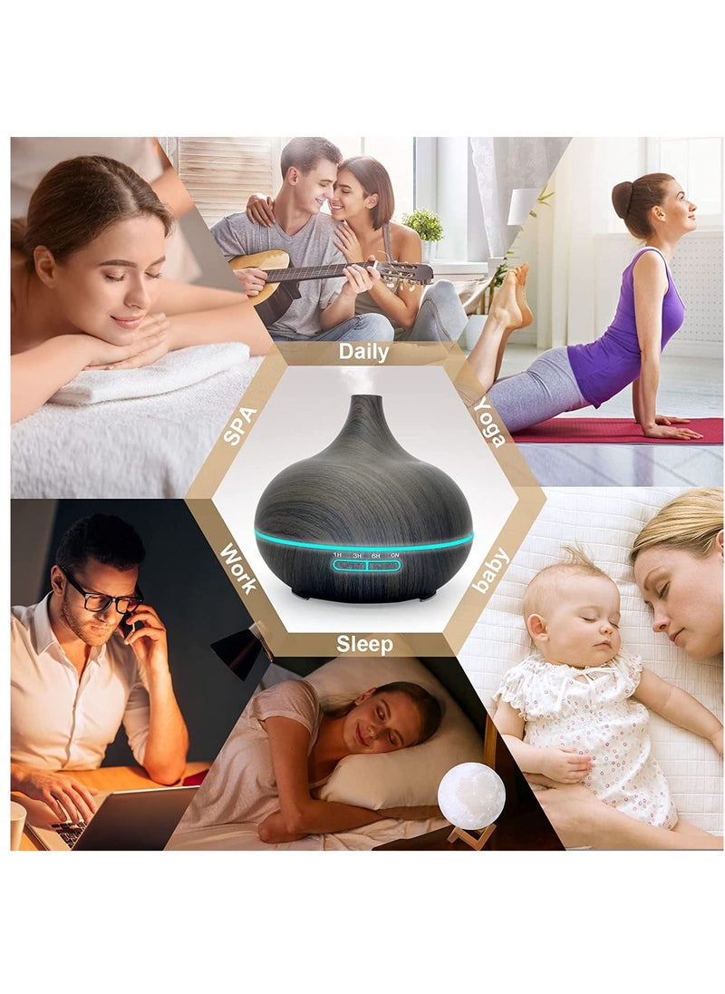Essential Oil Diffuser 550ml Oil Diffuser with 4 Timer Aromatherapy Diffuser with Auto Shut off Function Cool Mist Humidifier BPA Free for Bedroom Home