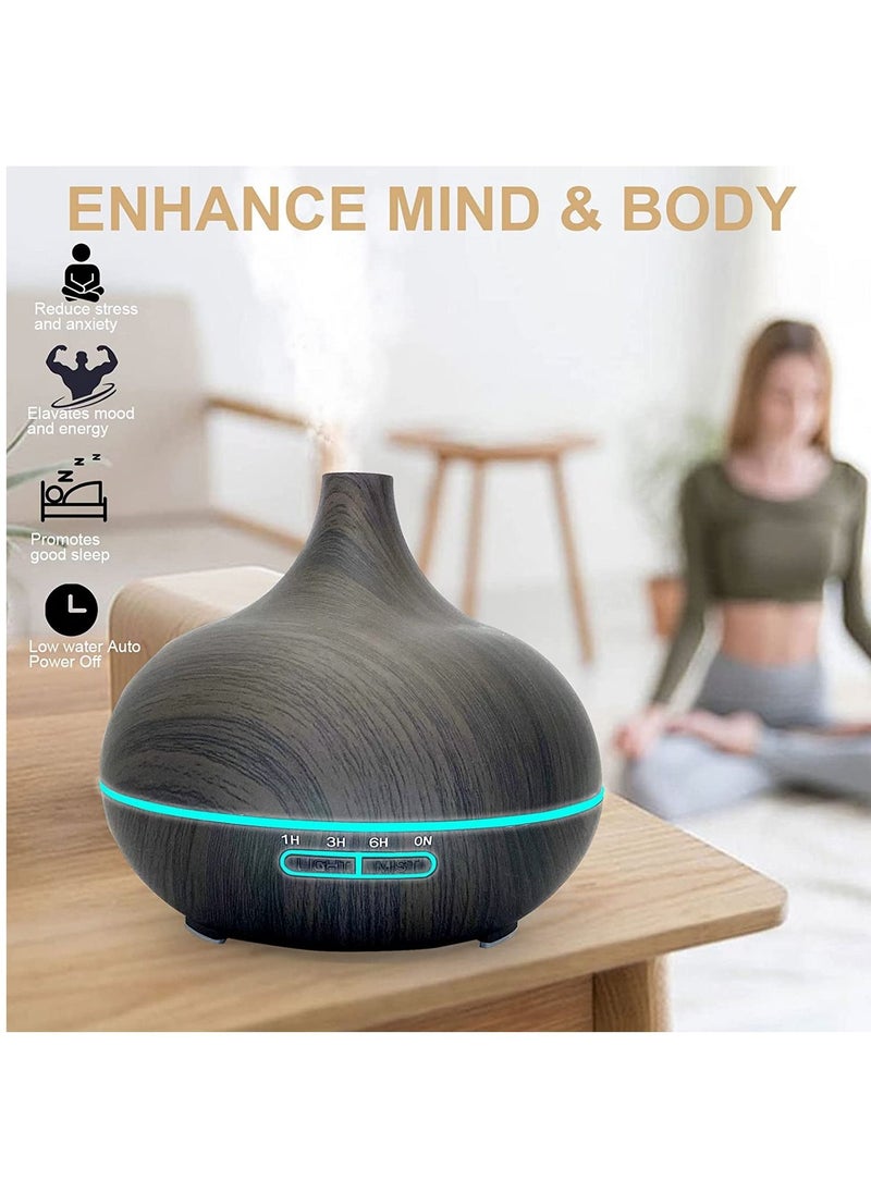 Essential Oil Diffuser 550ml Oil Diffuser with 4 Timer Aromatherapy Diffuser with Auto Shut off Function Cool Mist Humidifier BPA Free for Bedroom Home