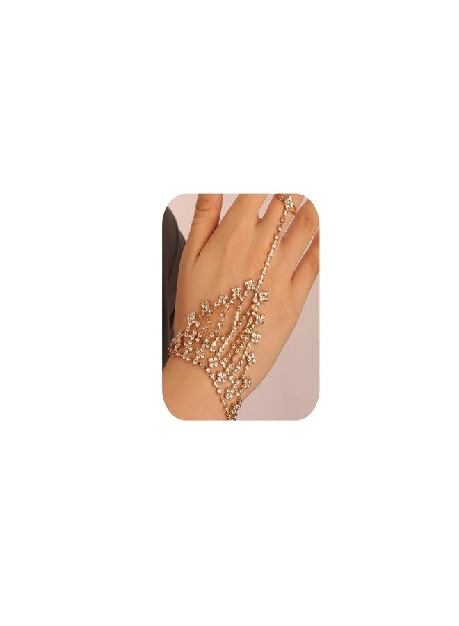 Chargances Women's Elegant Rhinestone Finger Ring Bracelet Shining Tassle Crystal Hand Chain Bracelet Wedding Party Hand Accessories - Image 1