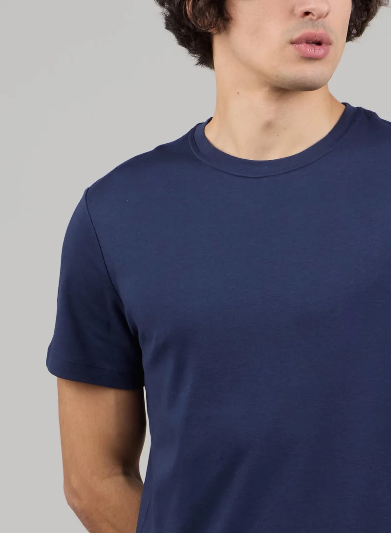 Just Nature Navy Soft Cotton Premium Round Neck T-Shirt for Men | Best Price UAE