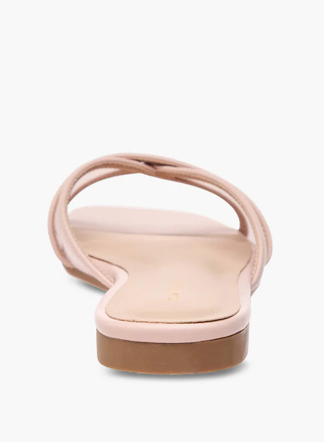 Flora Bella By Shoexpress Mesh Detail Slip-On Cross Strap Sandals