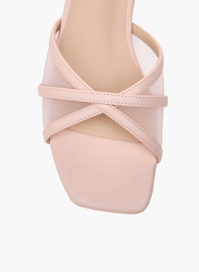 Flora Bella By Shoexpress Mesh Detail Slip-On Cross Strap Sandals
