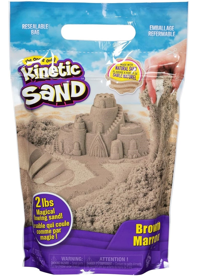 Kinetic Sand Kinetic Sand, The Original Moldable Sensory Play Sand, Brown, 2 lb. Resealable Bag, Ages 3+  - Image 1