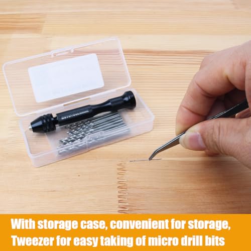 AUTOTOOLHOME Precision Pin Vise Hand Drill with 25pcs Micro Twist Drill Bits Set (0.5-3.0mm) Mini Hand Drill Rotary Tool for PCB,Metal,Wood,Jewelry,Plastic,Resin Manual Making DIY Assembling Drilling - Image 3