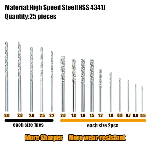 AUTOTOOLHOME Precision Pin Vise Hand Drill with 25pcs Micro Twist Drill Bits Set (0.5-3.0mm) Mini Hand Drill Rotary Tool for PCB,Metal,Wood,Jewelry,Plastic,Resin Manual Making DIY Assembling Drilling - Image 4