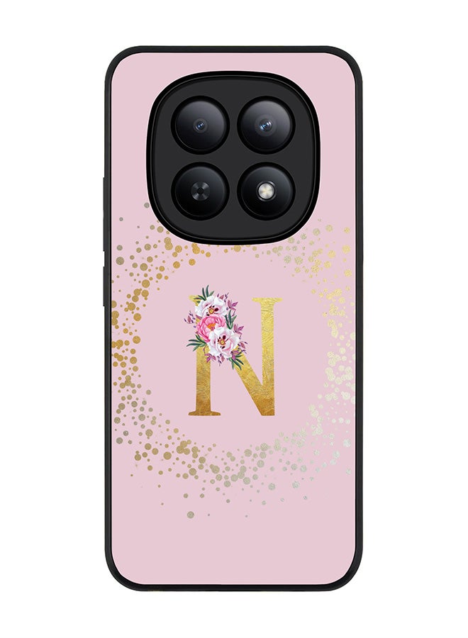 For Xiaomi Redmi Note 15 5G / Poco M8 Case,Slim fit Camera Protection, Shockproof Thin Phone cover  - Custom Monogram Floral - N  (Pink )