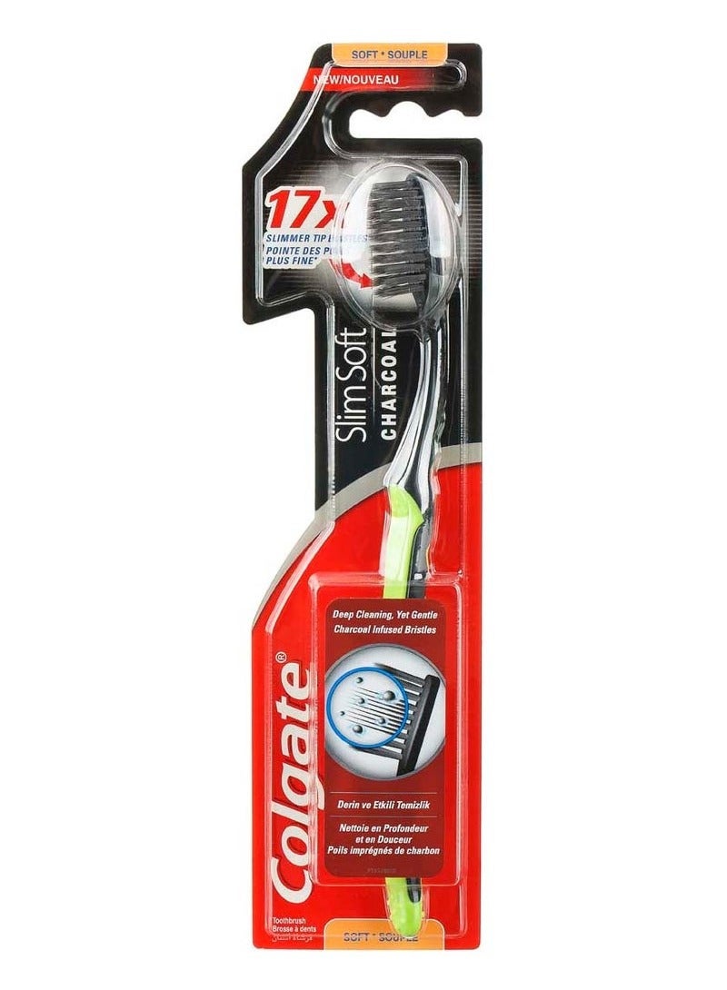 Colgate 2 Pcs Colgate Slim Soft Charcoal Toothbrush multicolour - Image 2