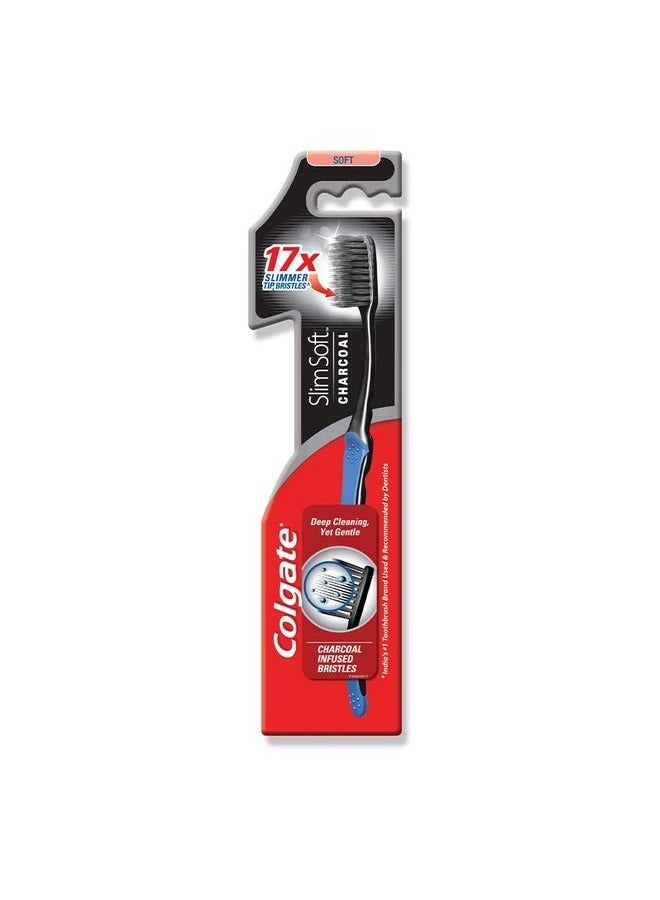 Colgate 2 Pcs Colgate Slim Soft Charcoal Toothbrush multicolour - Image 3