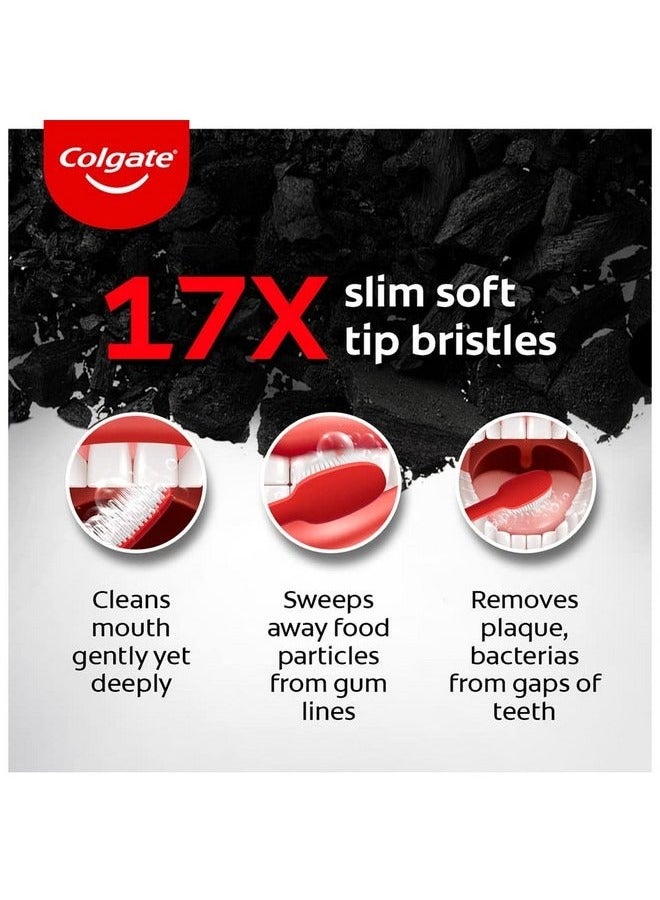 Colgate 2 Pcs Colgate Slim Soft Charcoal Toothbrush multicolour - Image 4