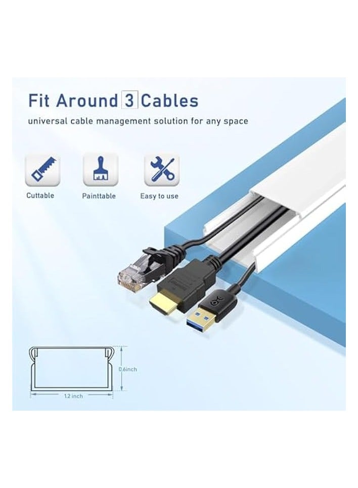 erorex 157in Cord Cover Raceway Kit, Paintable Cable Concealer, Cable Covers Wire Covers for Cords on Wall, Easy Install Cable Management Kit - Image 4