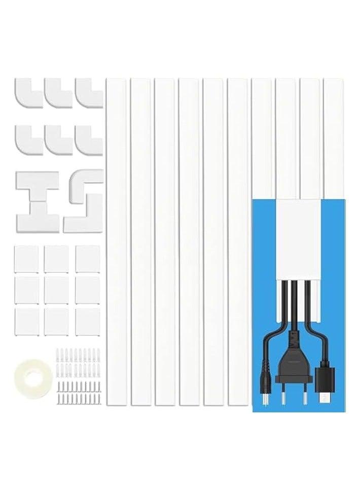 erorex 157in Cord Cover Raceway Kit, Paintable Cable Concealer, Cable Covers Wire Covers for Cords on Wall, Easy Install Cable Management Kit - Image 1