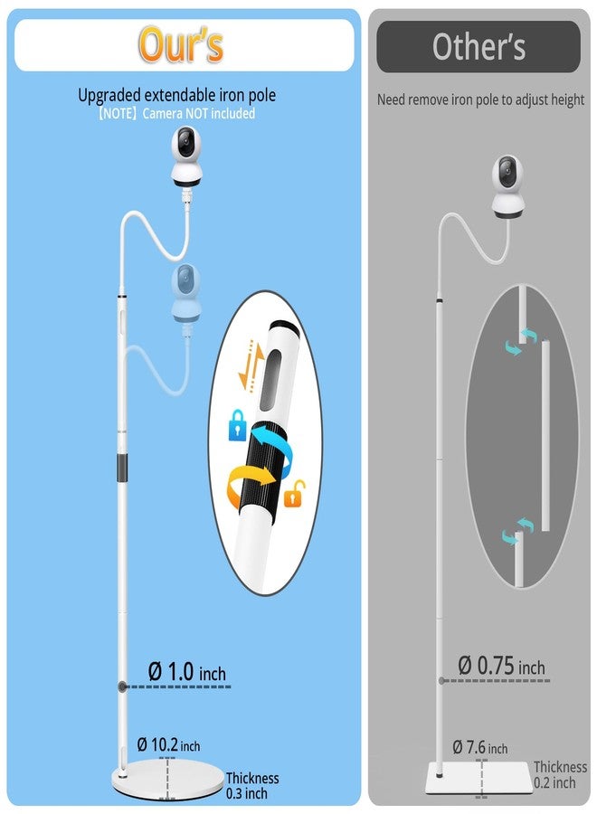 Derebir Stable Baby Monitor Floor Stand Holder Mount for Momcozy BM01/BM03/BM04, TP-Link Tapo C200/C210/C220, Kasa Camera EC70/EC71/KC410S, Nanit Pro & Flex Stand and Cameras with 1/4 Thread Hole - Image 4