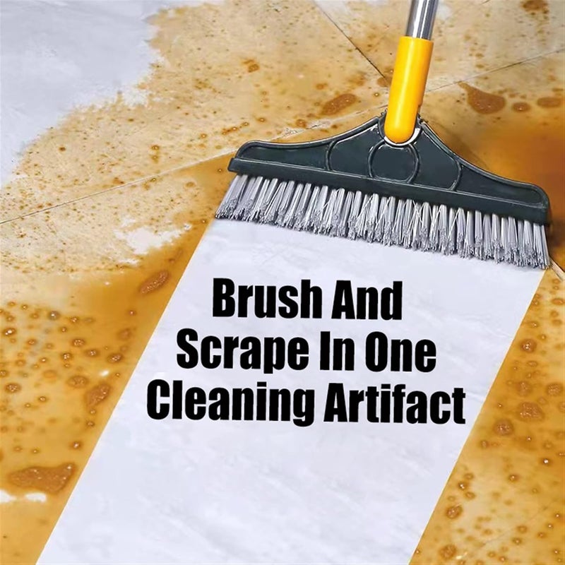 woobles 2 in 1 Floor Brush Scrub Brush, Adjustable V-Shaped Cleaning with Long Handle, Bathroom Kitchen Crevice Squeegee, 120 Degree Rotating Removable Head, Scrub Brushes for Cleaning (Green) - Image 3