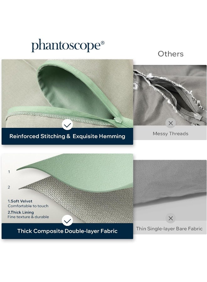 Phantoscope Pack of 2 Velvet Decorative Throw Decorative Pillow Cover Soft Solid Square Cushion Case for Couch Green 20 x 20 inches 50 x 50 cm - Image 3