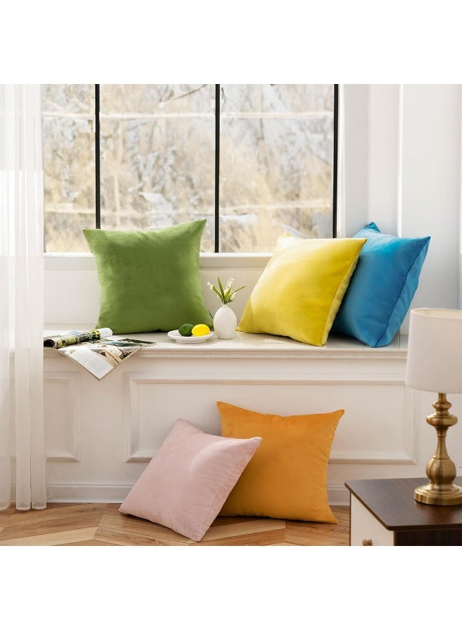 Phantoscope Pack of 2 Velvet Decorative Throw Decorative Pillow Cover Soft Solid Square Cushion Case for Couch Green 20 x 20 inches 50 x 50 cm - Image 4