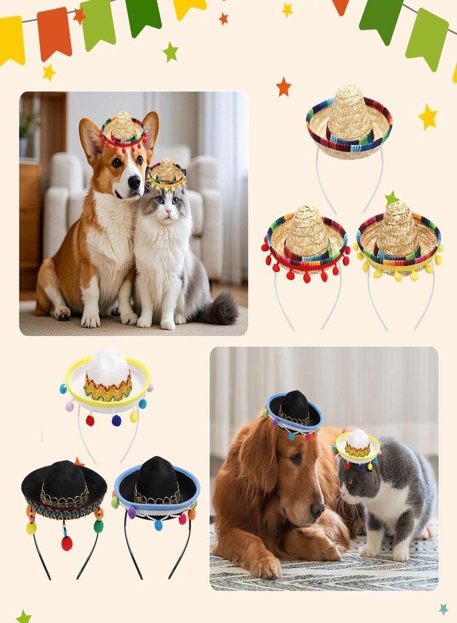 إيكيت EEEKit 6 قطع من قبعات عصابة الرأس Cinco De Mayo Sombrero، قبعات حفلات من القماش مع هامش كروي، عصابات رأس مكسيكية للهالوين، Día de los Muertos، عيد الميلاد - Image 5