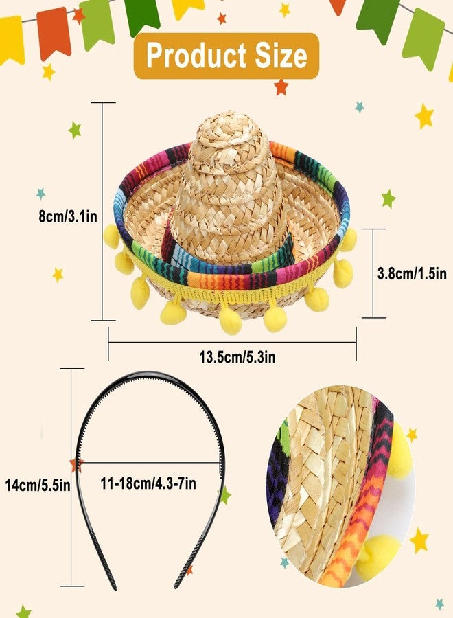 إيكيت EEEKit 6 قطع من قبعات عصابة الرأس Cinco De Mayo Sombrero، قبعات حفلات من القماش مع هامش كروي، عصابات رأس مكسيكية للهالوين، Día de los Muertos، عيد الميلاد - Image 2