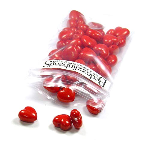 Bedazzlinbeads 50 Bright Red Plastic Acrylic 10mm Heart Shaped Beads with 1.7mm Hole - Image 1