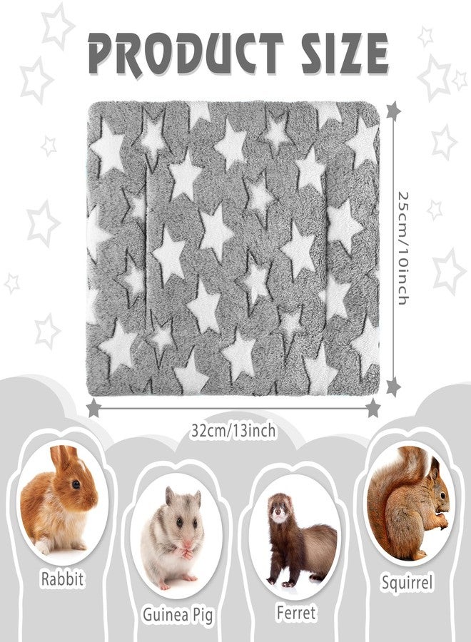 Haull 4 Pcs Waterproof Guinea Pig Bedding Winter Guinea Pig Plush Cage Liners Soft Dog Cat Bed Mat Reversible Cozy Animal Pee Pad Hamster Bed Mat Washable for Bunny (Star,13 x 10 Inch) - Image 2