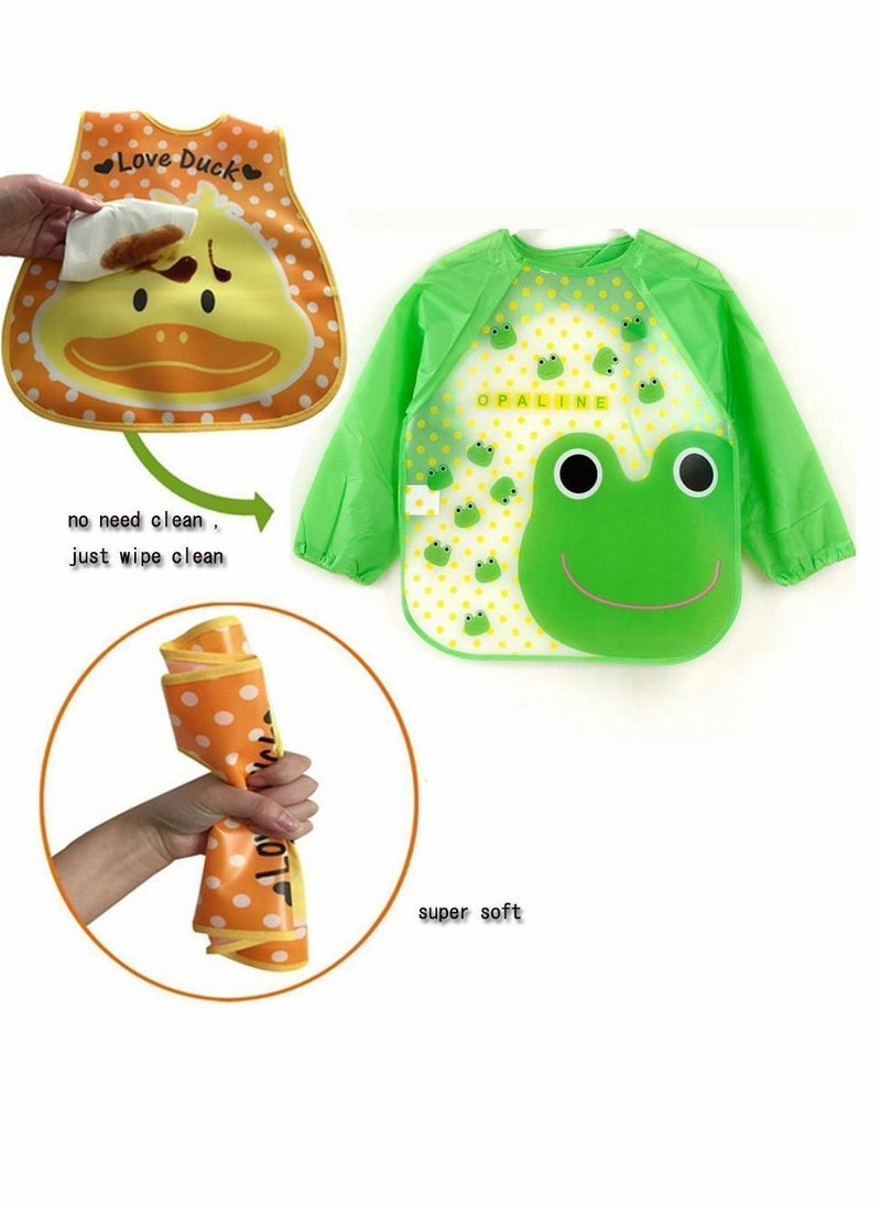 Y&D - Waterproof Painting Apron, Children's Long Sleeves Easy-to-clean Rice Dresses Coveralls, Drawing and Play Art Workwear for 1-4 Years Old Baby (Green) - Image 1