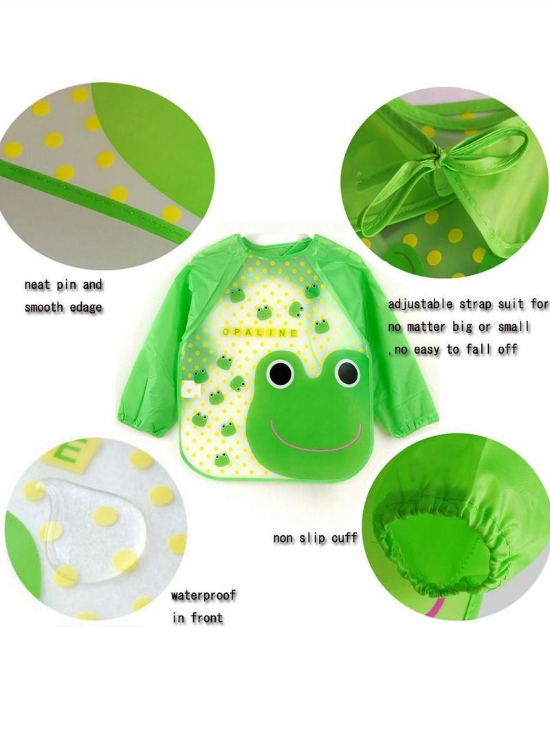 Y&D - Waterproof Painting Apron, Children's Long Sleeves Easy-to-clean Rice Dresses Coveralls, Drawing and Play Art Workwear for 1-4 Years Old Baby (Green) - Image 1